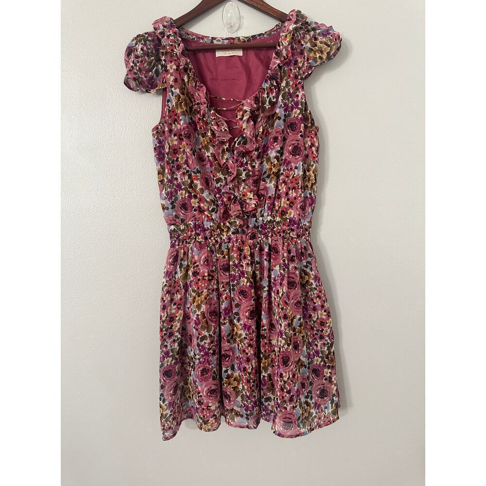 Guess Ruffle Trim V-Neck Dress size Medium